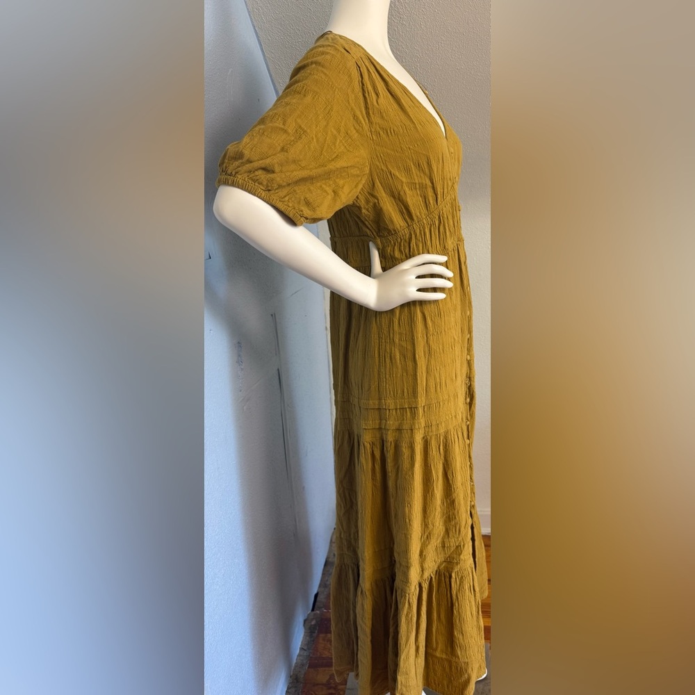 Lucky Brand Mustard Button-Front Maxi Dress - Picture 2 of 9